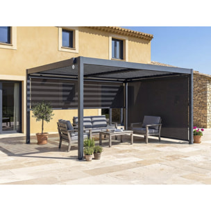 Pergola bioclimatique avec 2 stores en aluminium "Windsor" - 3 x 4 m - Gris