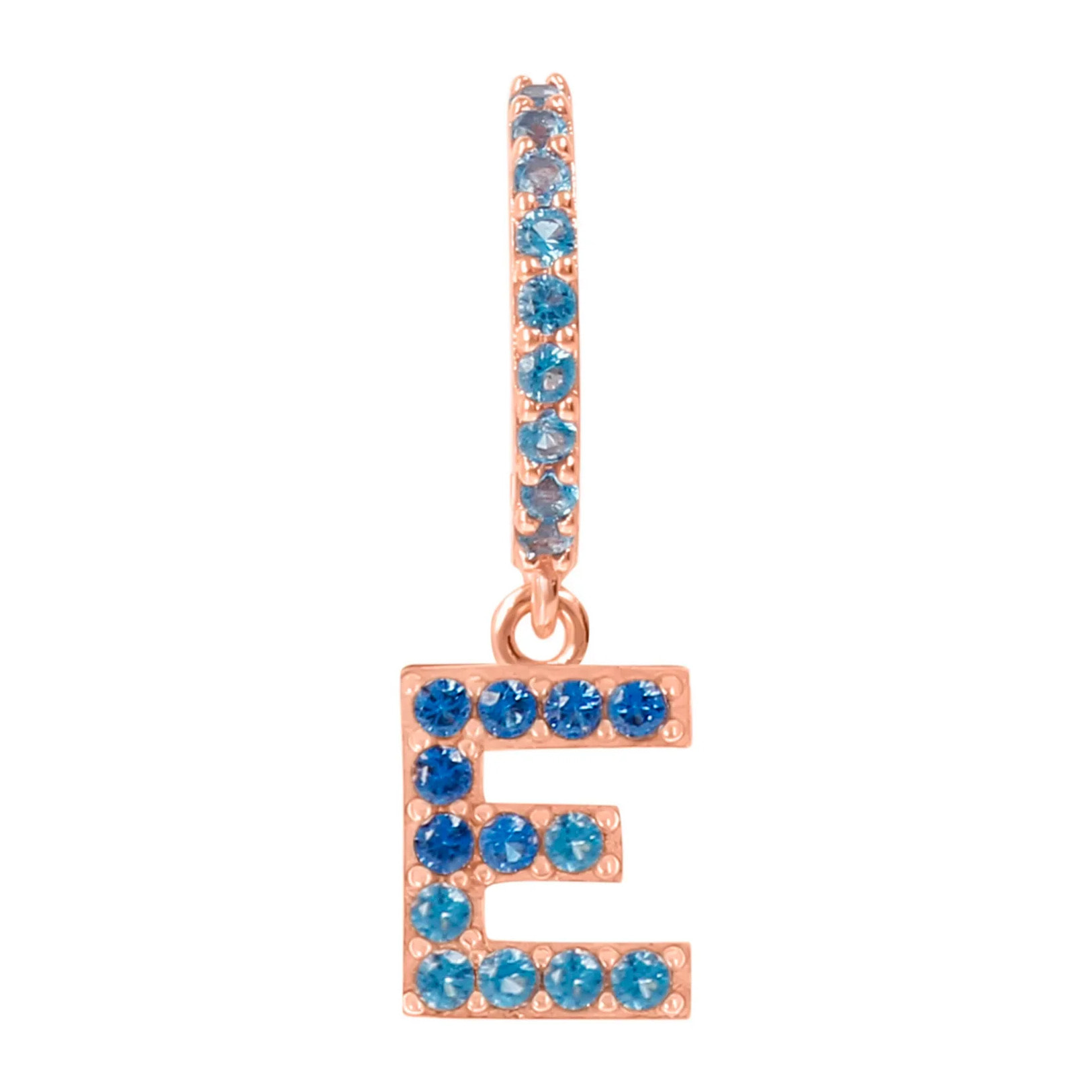 Orecchino Pendente con Lettera E in Pavé di Cubic Zirconia Rosa