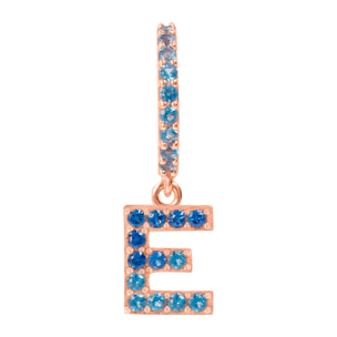 Orecchino Pendente con Lettera E in Pavé di Cubic Zirconia Rosa