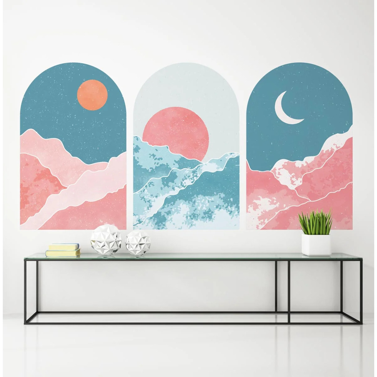 Papier peint - Ambiance Sticker - 3 ARCHES REGARDE LA VIE EN ROSE - Intissé pré-encollé - 115x90cm