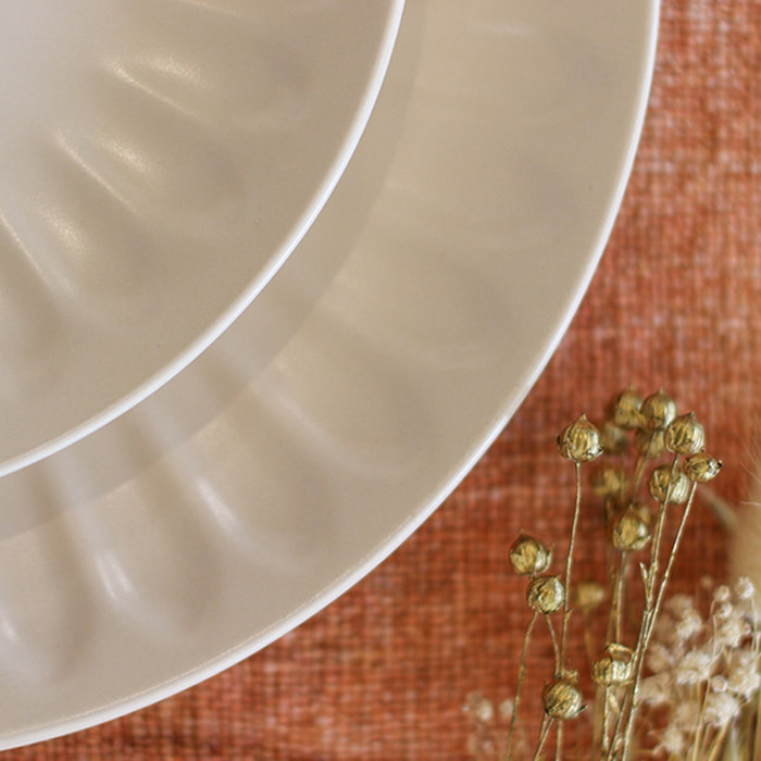 Lot de 6 assiettes creuses en faïence beige 22cm BISTROT
