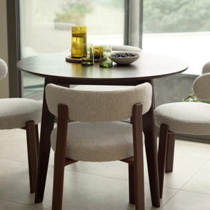 Table ronde 4 personnes en bois foncé D100 cm - Réno