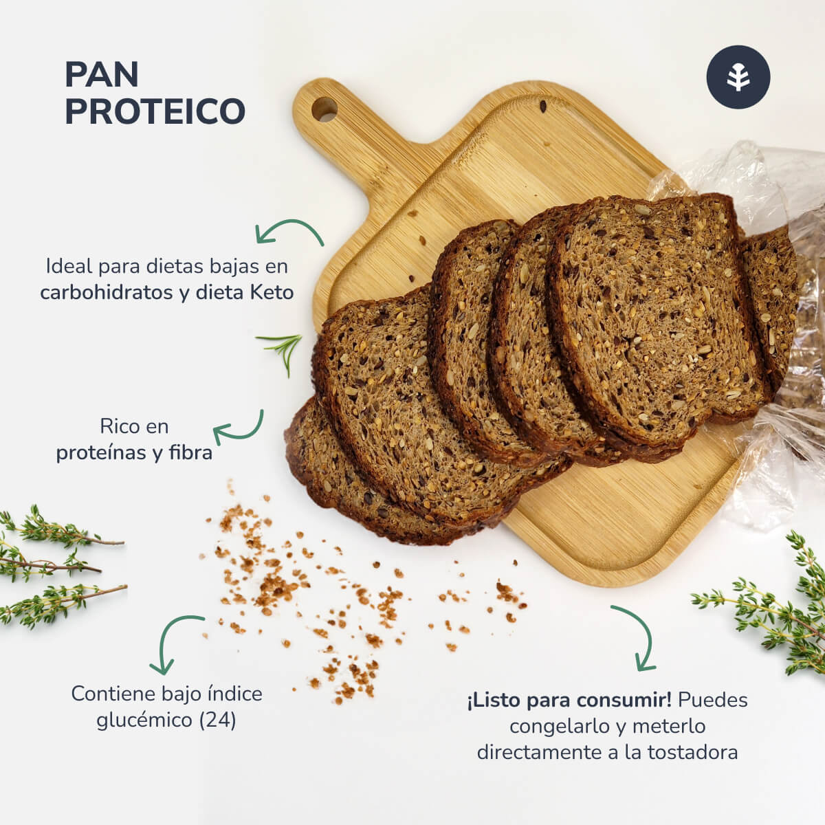 PLANETA HUERTO | Pan Proteico 1kg – Pan Rico en Proteínas y Fibra, Ideal para Dietas Saludables y Bajas en Carbohidratos