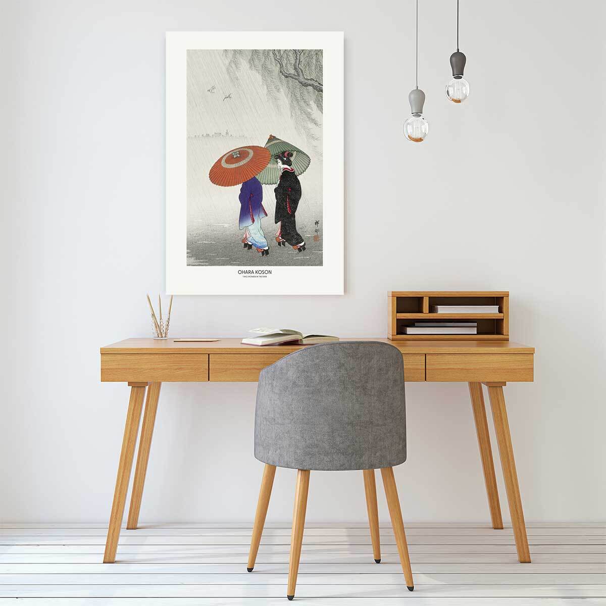 Tableau deux femmes sous la pluie  Tableau plexiglas