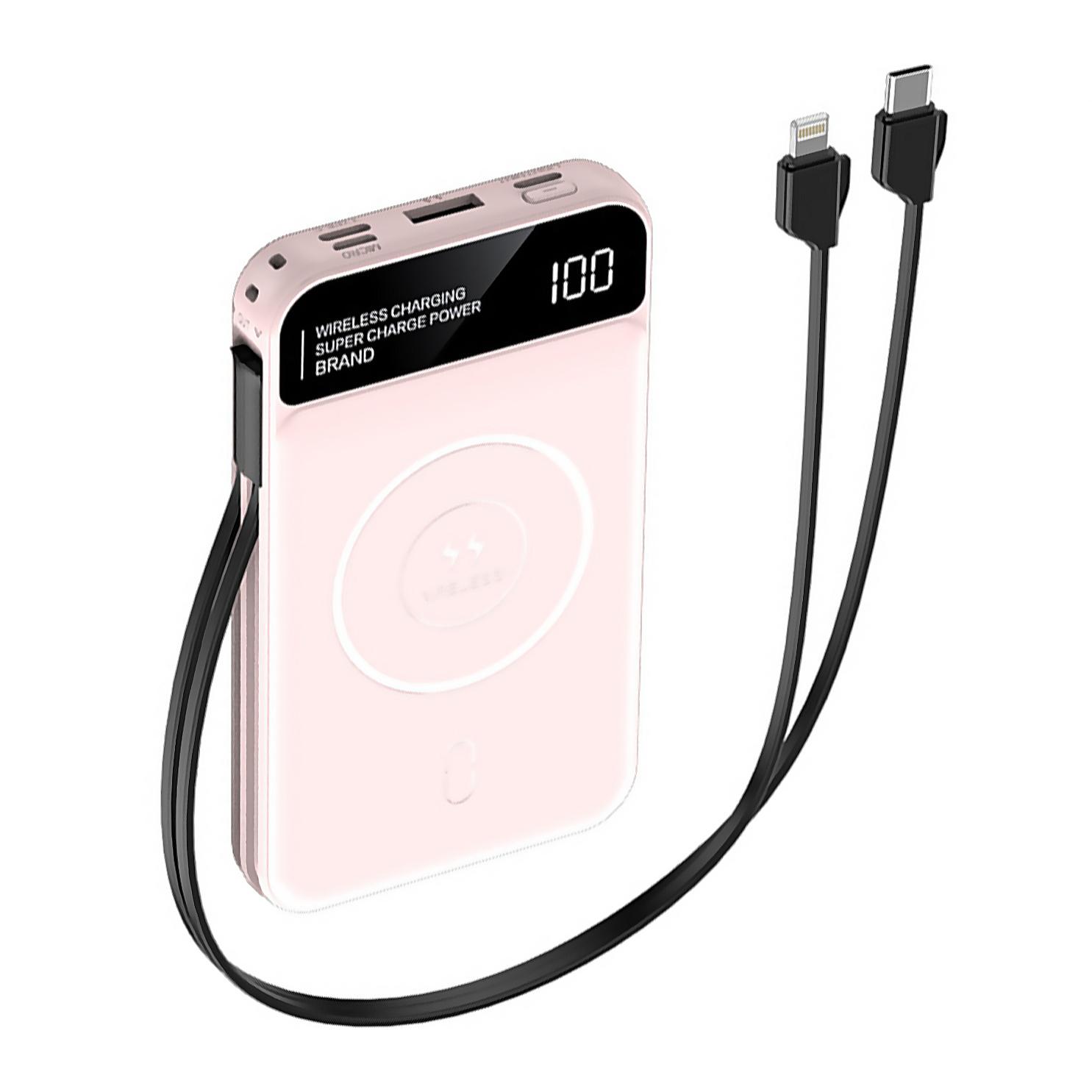 Powerbank da 10.000 mAh con ricarica wireless da 5 W, uscita di ricarica super rapida PD22,5 W, ricarica rapida. Schermata dell'indicatore di carica.