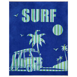Serviette de plage XL éponge velours Jacquard Bleu 140x180 400g/m² - Nyaralas