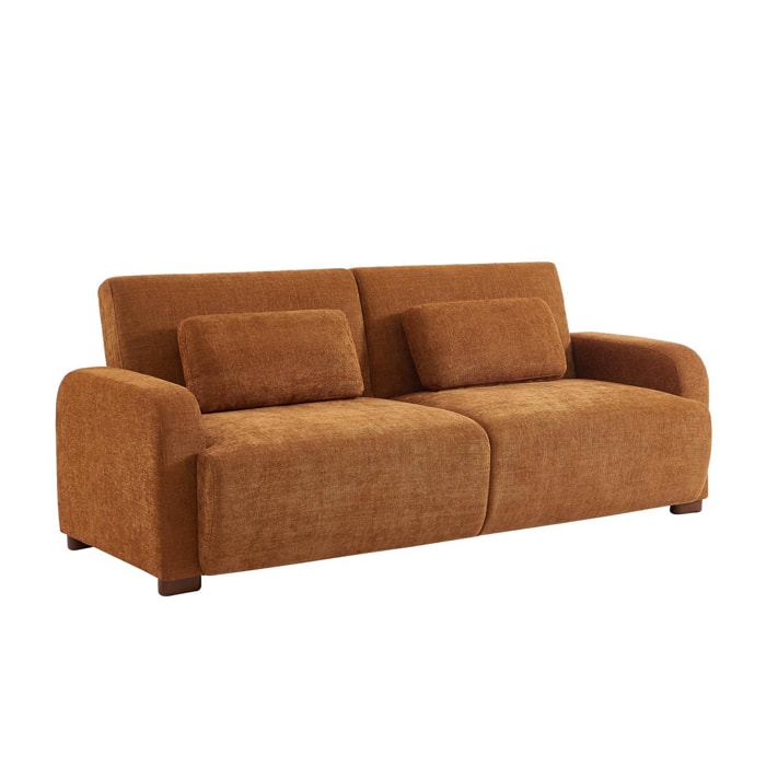 Canapé convertible 3 places tissu camel L 211 x P 92 x 85cm  - Dany