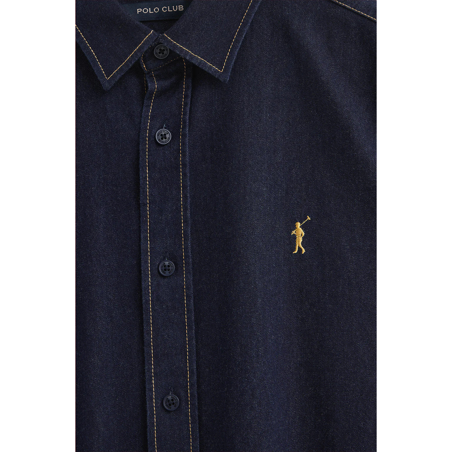 Camicia jeans blu indaco slim fit con logo Polo Club