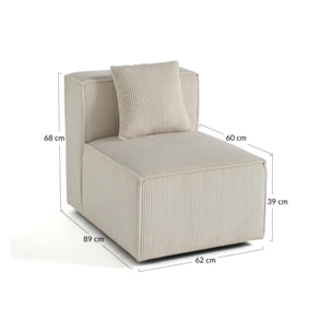 Arty - module d'assise - en velours côtelé - Beige