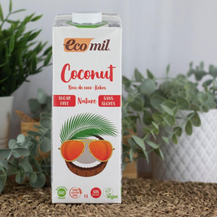 Bebida vegetal de coco sin azúcar, sin gluten y sin lactosa Ecomil 1L