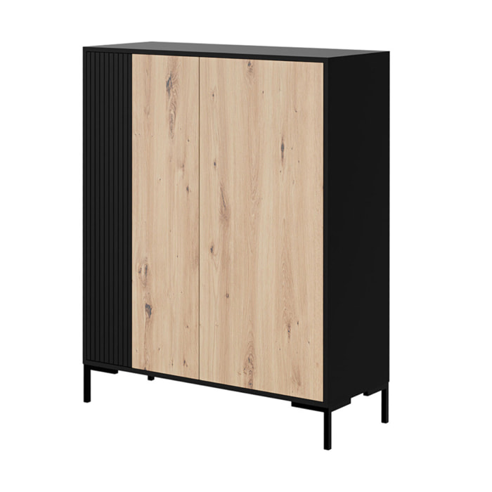 Cambridge - buffet haut - effet bois et noir - 2 portes - 129 cm - Bois / Noir