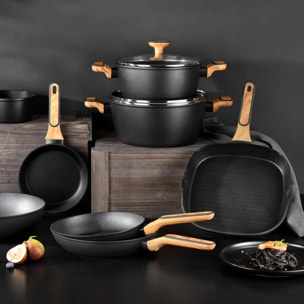 cacerola con tapa en aluminio forjado antiadherente