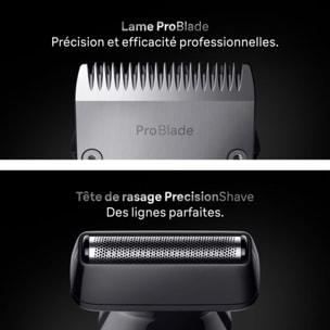 Tondeuse multi usages BRAUN AIO7560, 14 hauteurs de coupe, précision 0,5 mm, autonomie 120 mn