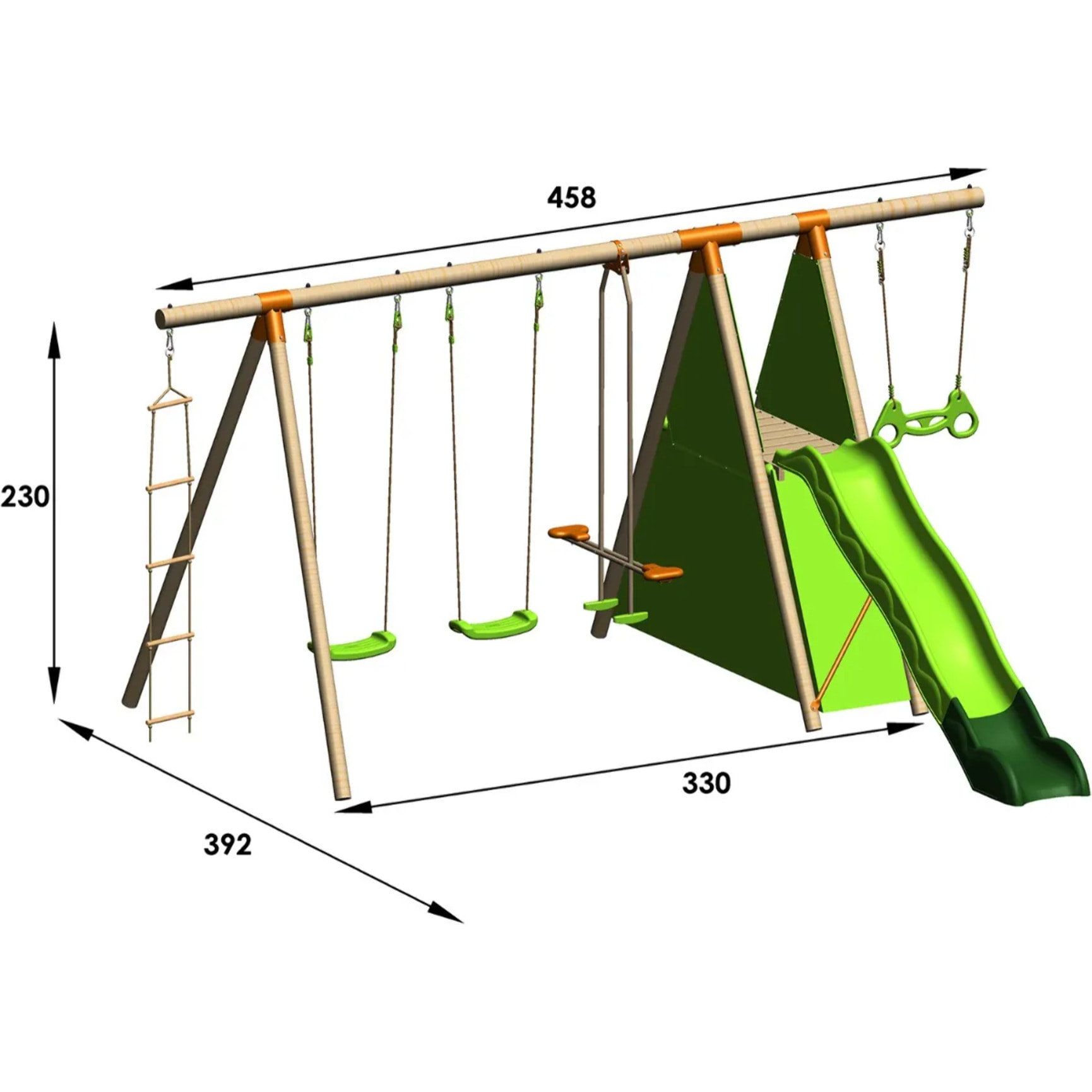 Balançoire en bois 2,30 m Topwood VAKI - 8 enfants