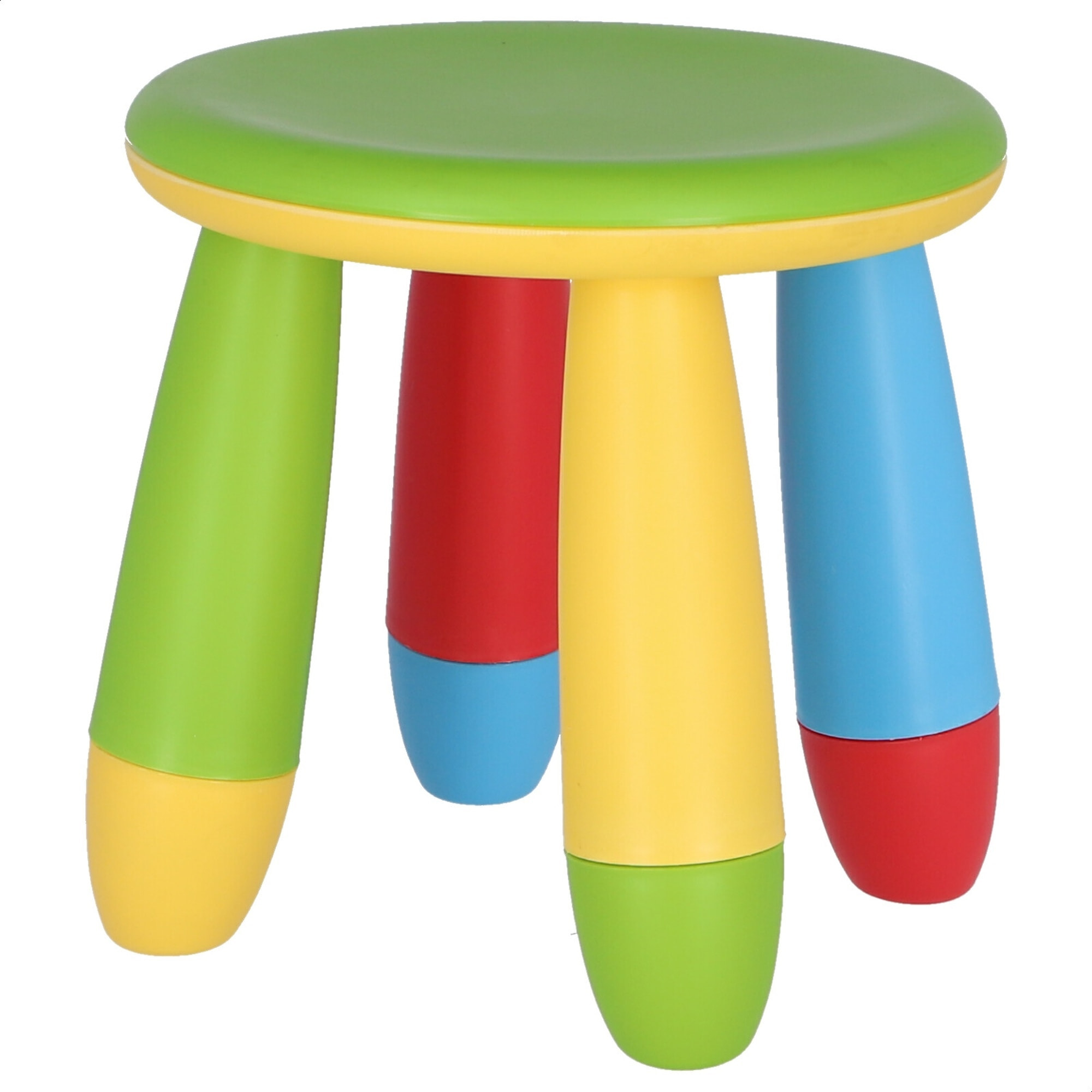 Taburete infantil verde en plástico fuerte y resistente, diá:30 cm x h:26 cm
