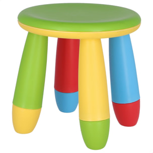 Taburete infantil verde en plástico fuerte y resistente, diá:30 cm x h:26 cm