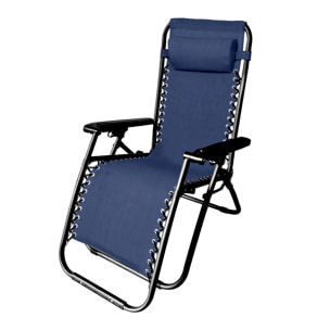 INTRECCI Sedia Zero Gravity Pieghevole Reclinabile da Giardino Terrazzo con Cuscino, Sedia Sdraio in Acciaio per Esterno Decorativa Balcone Blu