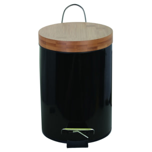Poubelle à  pédale Acier & Bambou AZA 3L Noir MSV