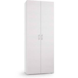 Armadio multiuso Ginestra, Mobile lineare a 2 Ante battenti, Guardaroba a 6 ripiani, Scarpiera moderna, 100% Made in Italy, Cm 72x37h195, Bianco