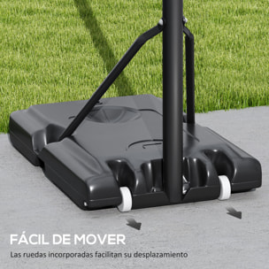 Canasta de Baloncesto de Exterior con Altura Ajustable 235-305 cm Aro de Baloncesto con Soporte Canasta de Baloncesto con Ruedas Base Rellenable Bolsa de Peso Negro
