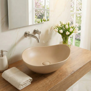 Vasque à poser design asymétrique 50,5 x 38 x 19 cm sans trop-plein moka mat PixL (CEPX5038MOM)