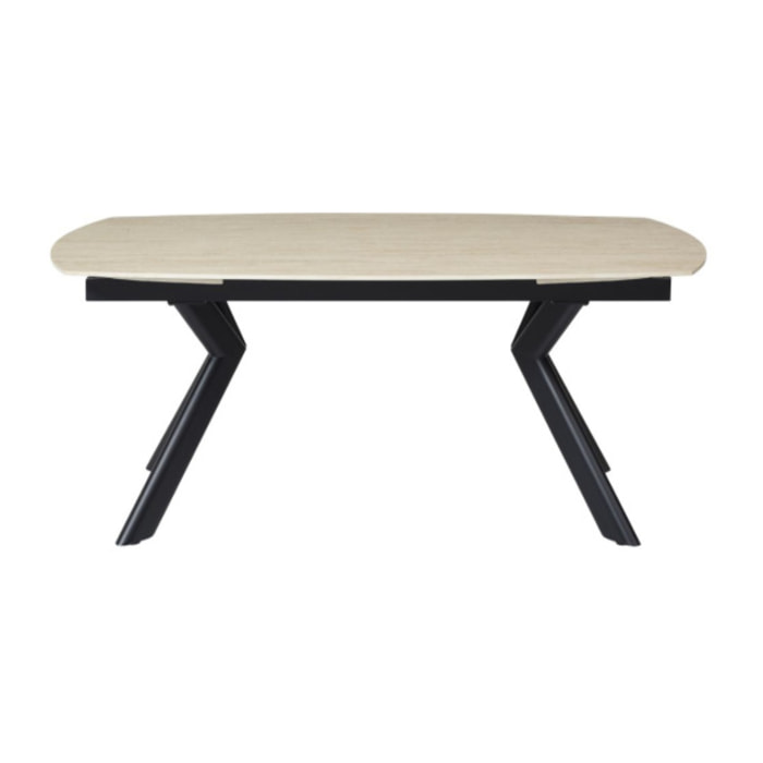 Table extensible 180 à 260 cm ovale en céramique effet travertin - SYDNEY