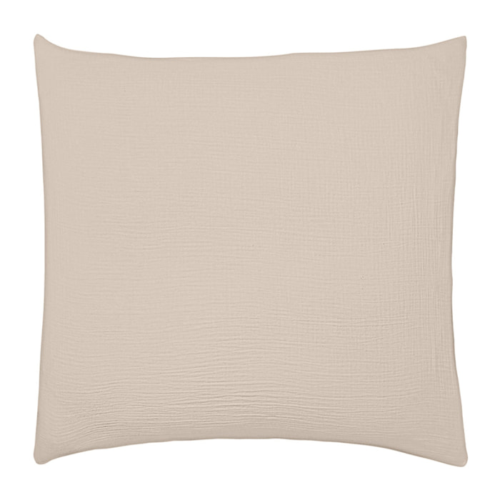 Taie d'oreiller unie en gaze de coton lavée, TENDRESSE, Beige naturel