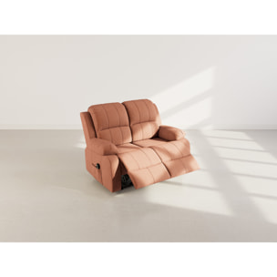 Armand - Canapé 2 places relax électrique en velours côtelé - Terracotta