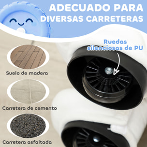 Caballito Eléctrico con Música, Batería 6V, Caballo de Juguete Eléctrico, Tacto Suave, Ruedas Silenciosas de PU, Marcha Adelante, Regalo para Niños y Niñas de 1,5 a 5 Años, Blanco