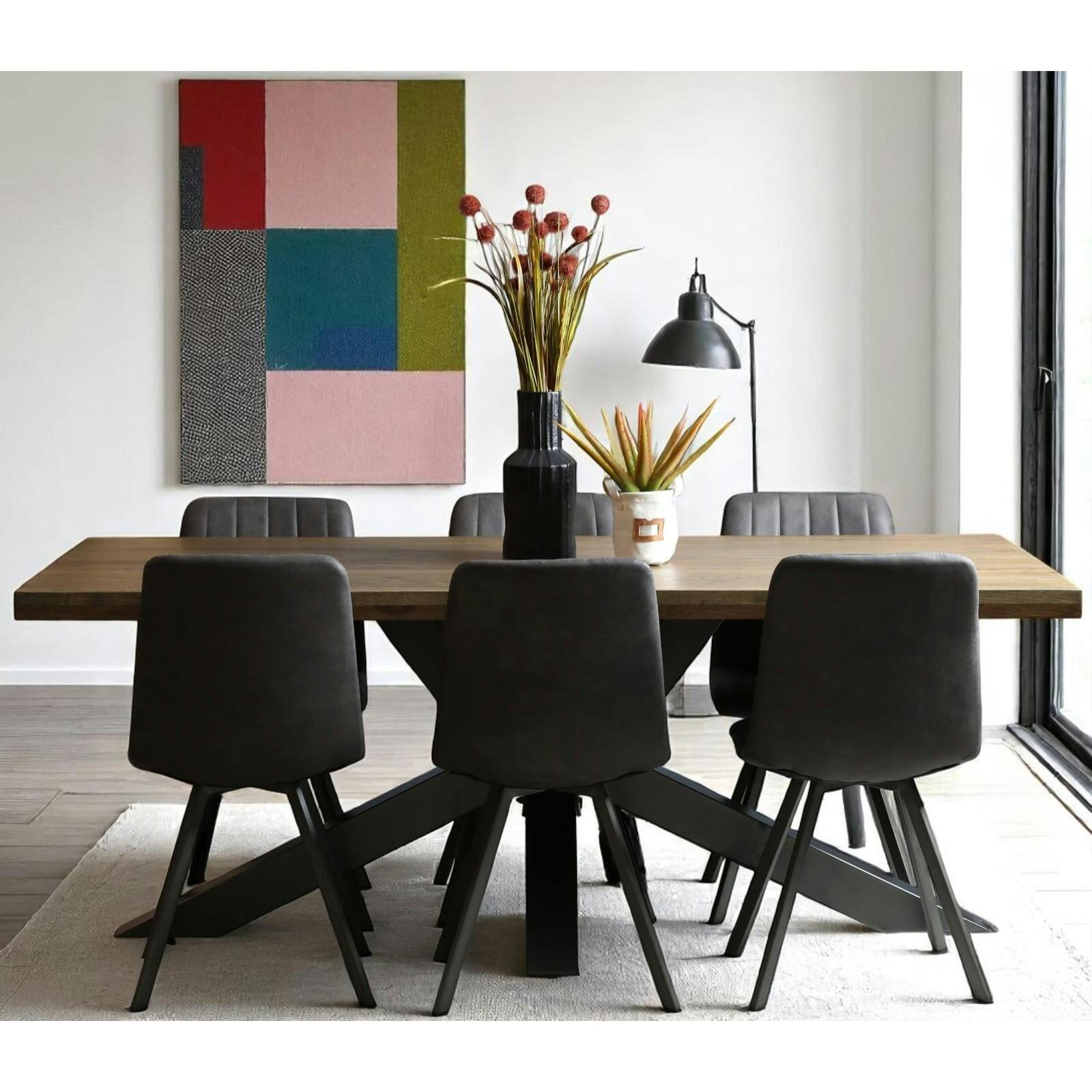 Table pied central en chêne 200 cm HUDSON