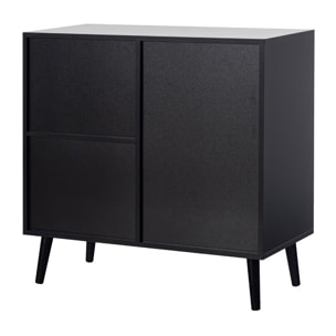 Goto - buffet haut - noir et cannage - 2 niches et 1 porte - 80 cm - Noir