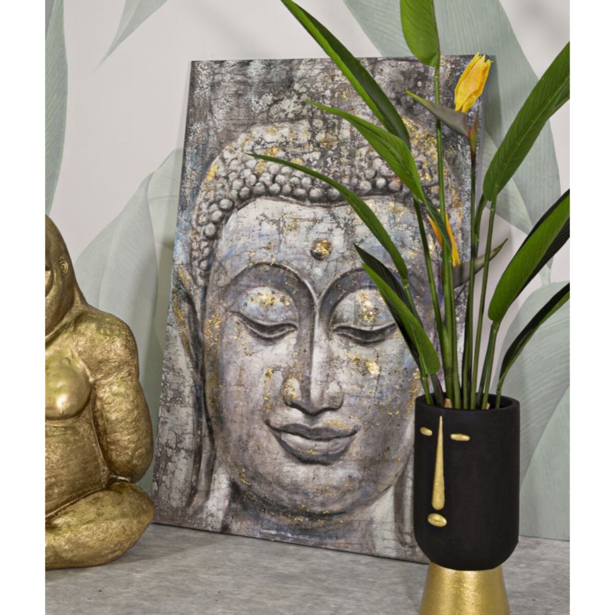 DIPINTO SU TELA FACE BUDDHA LIGHT -A- CM 80X3X120