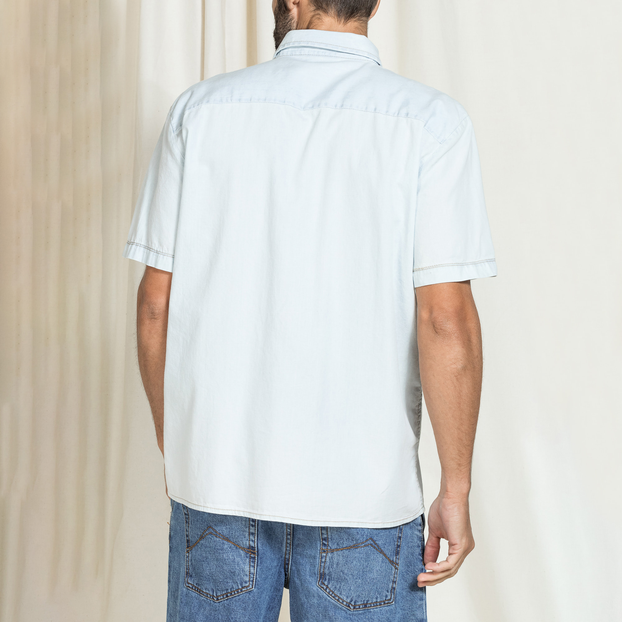 CAMICIA MANICA CORTA IN DENIM REPLICA LEGGERO