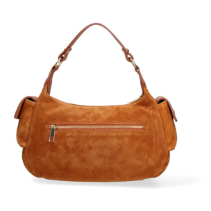 Borsa a spalla da donna Made in Italy - Modello Ardena - Pelle scamosciata - 30.0 x 17.0 x 12.0 cm