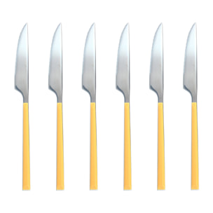 Lot de 6 couteaux jaunes en acier inoxydable COLORAMA