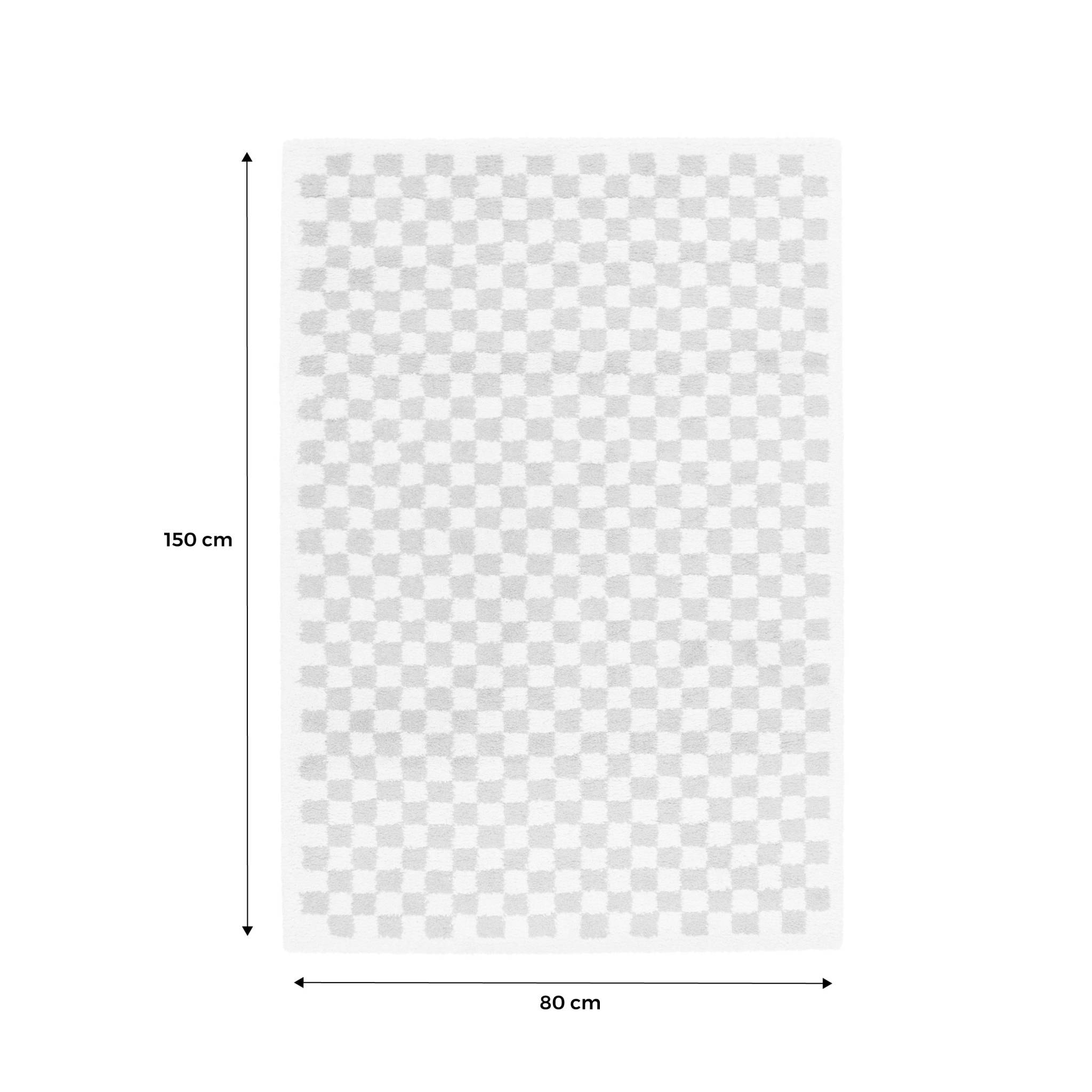 Tapis intérieur shaggy damier bleu clair et crème TAYLOR