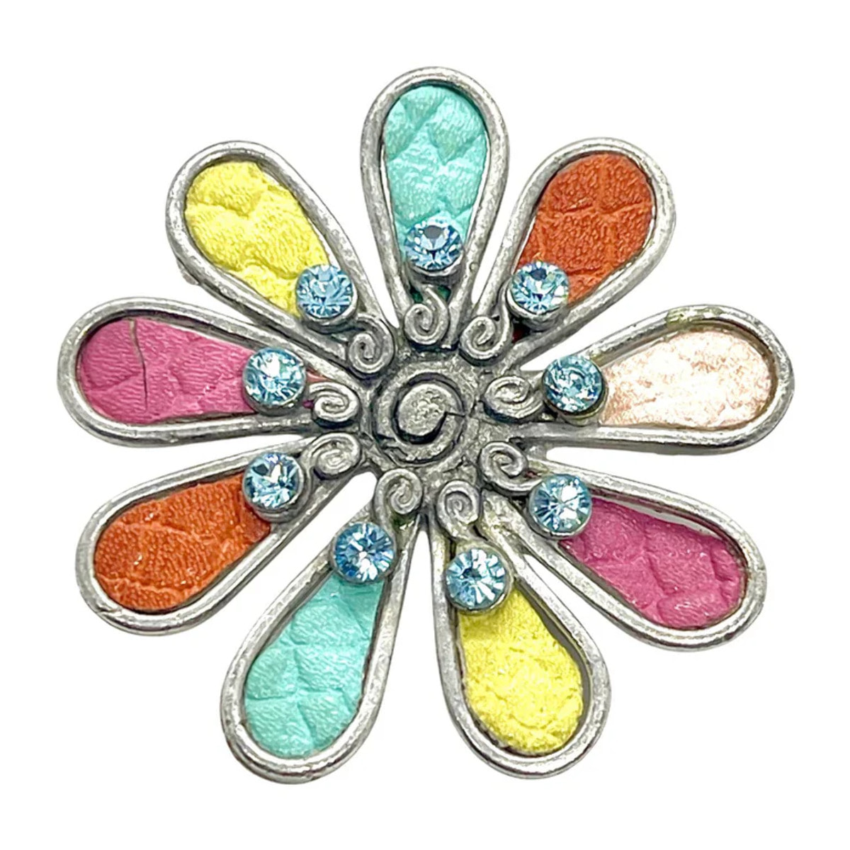 Broche Multicolor margarita cristal Sw y plata 10µ