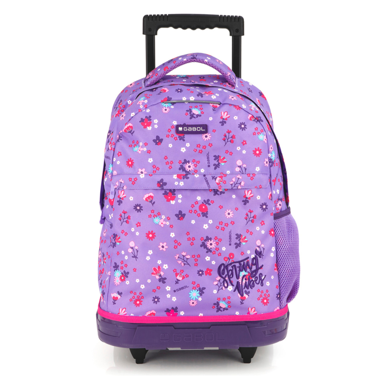 Mochila con ruedas Gabol VIOLET con flores e impermeable