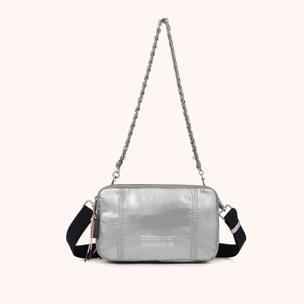 Bolso Bandolera Doble Metalizado en Poliamida Reciclada DEEP RECYCLED CROSSBODY DOUBLE PLATA