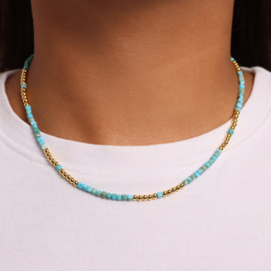 Collana Girocollo con Pietre Naturali Azzurre e Bead Lucide