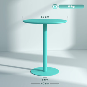 Table ronde 2 personnes table à manger ronde dia. 60 cm acier bleu turquoise