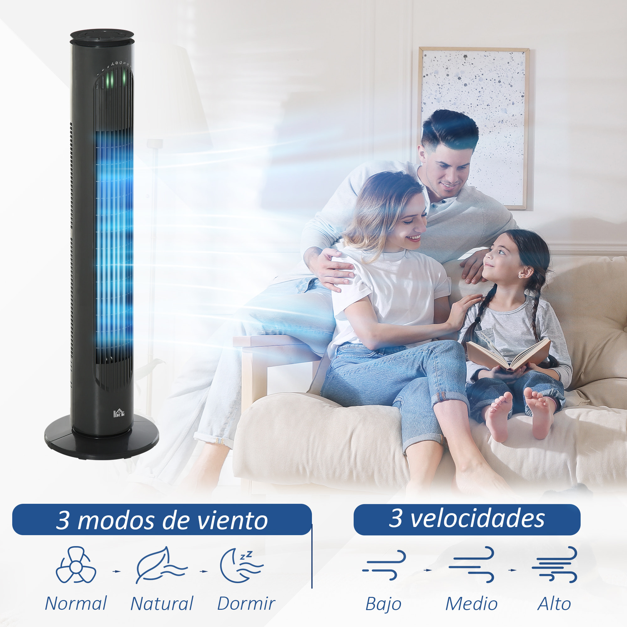 Ventilador de Torre, Ventilador de Pie Silencioso con Control Remoto, 3 Velocidades, 3 Modos, Temporizador 10H, Oscilación 70°, Pantalla LED, para Hogar y Oficina, Gris Oscuro