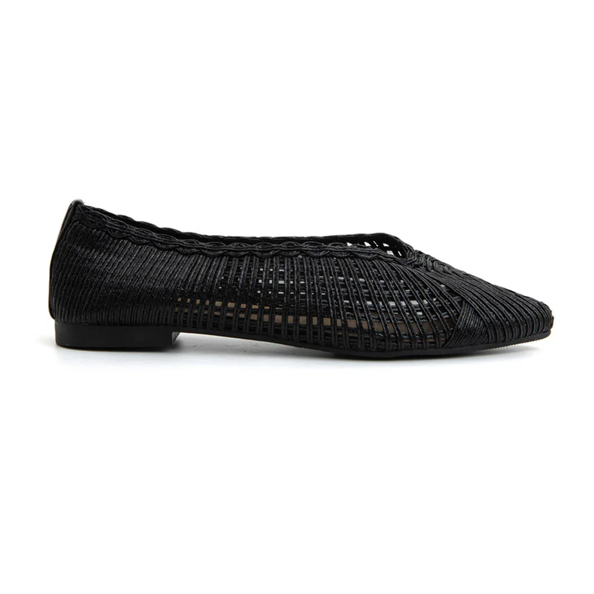 Ballerina texture-chic a punta - NERO