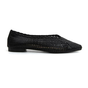 Ballerina texture-chic a punta - NERO