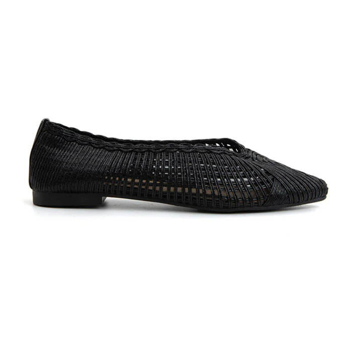 Ballerina texture-chic a punta - NERO