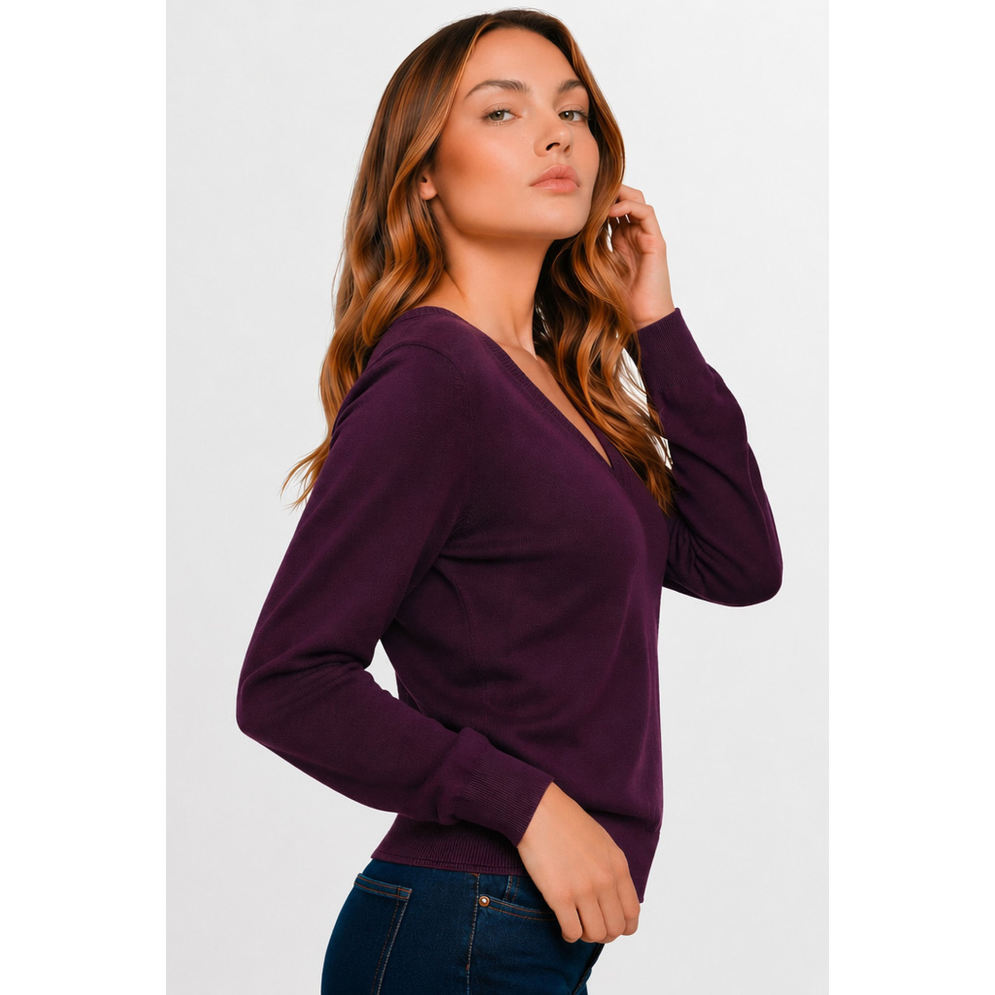 Kocca - Maglia da donna con scollo a V in viscosa e lana Donna