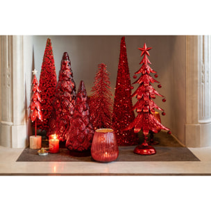 J-Line Arbre Verre Rouge Noël