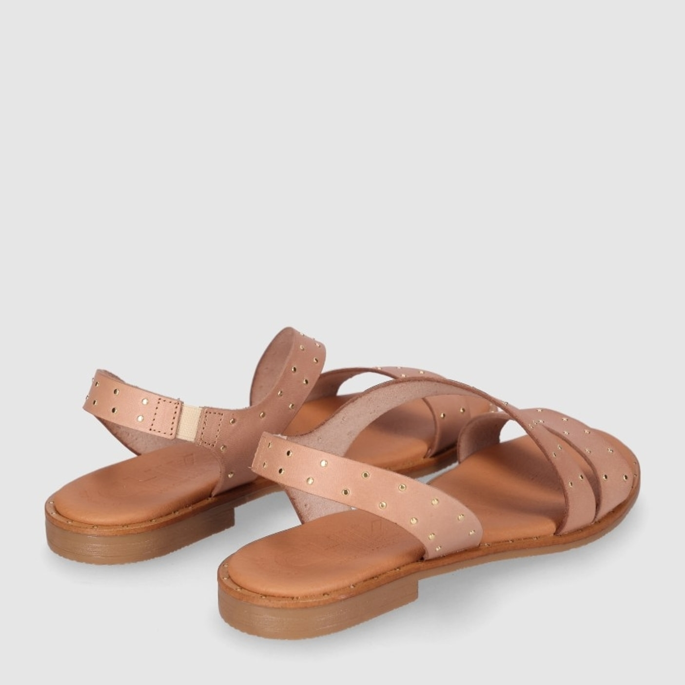 Sandalias de Piel - Beig - Tacón: Bajo