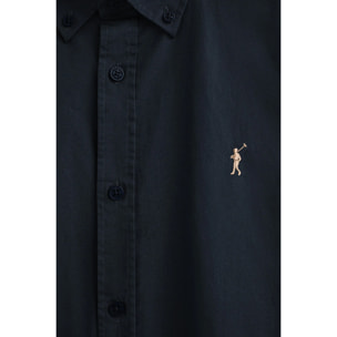 Camicia blu marino in popeline regular fit con logo Rigby Go