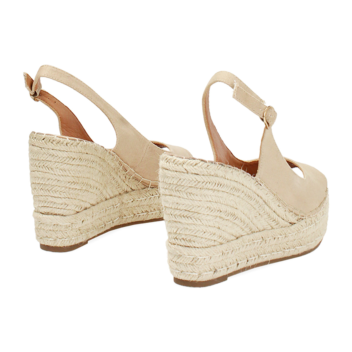 Cuñas mujer beige en canvas